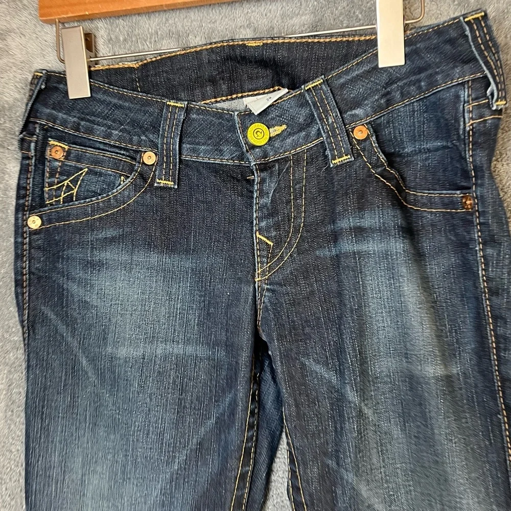 Y2K Vintage True Religion Joey Twisted Flare Dark Wash Low Rise 29W 31L Jeans - Picture 4 of 14